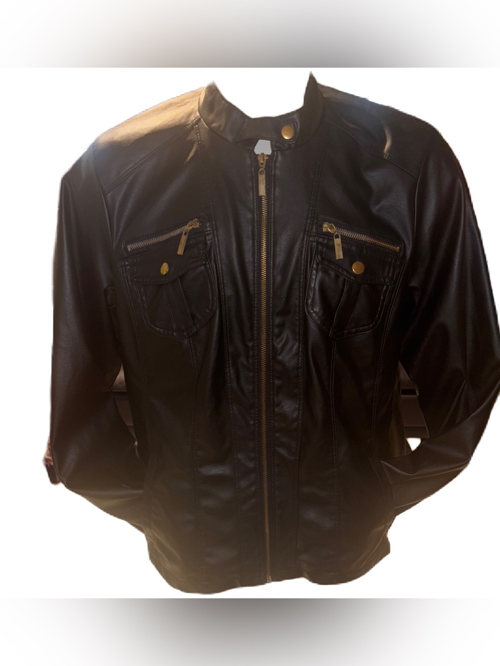 New Look faux leather pleather black jacket